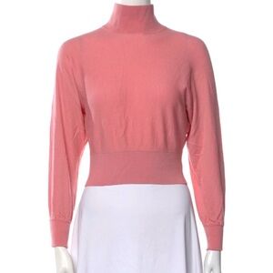 Alice + Olivia Dia Wool Cropped Sweater Pink Turtleneck Size M